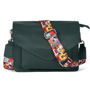 5338 Leather Flapover Crossbody Handbag Purse with Adjustable Strap &